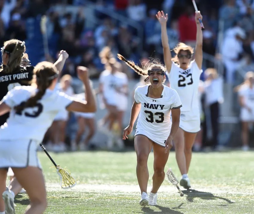 Running to the sideline with a busted lip, four stitches and a fist in the air, Emily Messinese wasn’t gonna let a stick to the face and a shattered tooth stop her from helping Navy women’s lacrosse beat Army and clinch the Star Series, 17-11. STORY: capitalgazette.com/2024/04/13/nav…