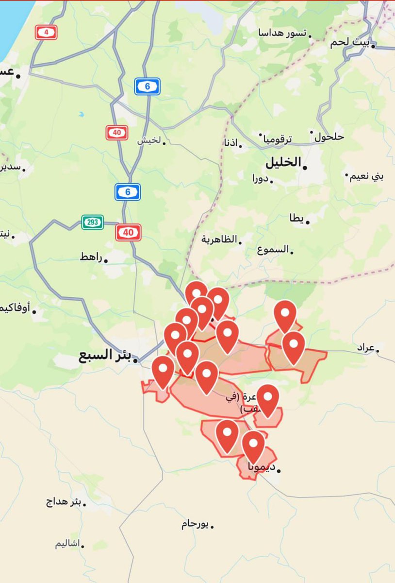 المناطق التي استهدفتها إيران بالقصف الصاروخي في محيط بئر السبع جنوب فلسطين المحتلة