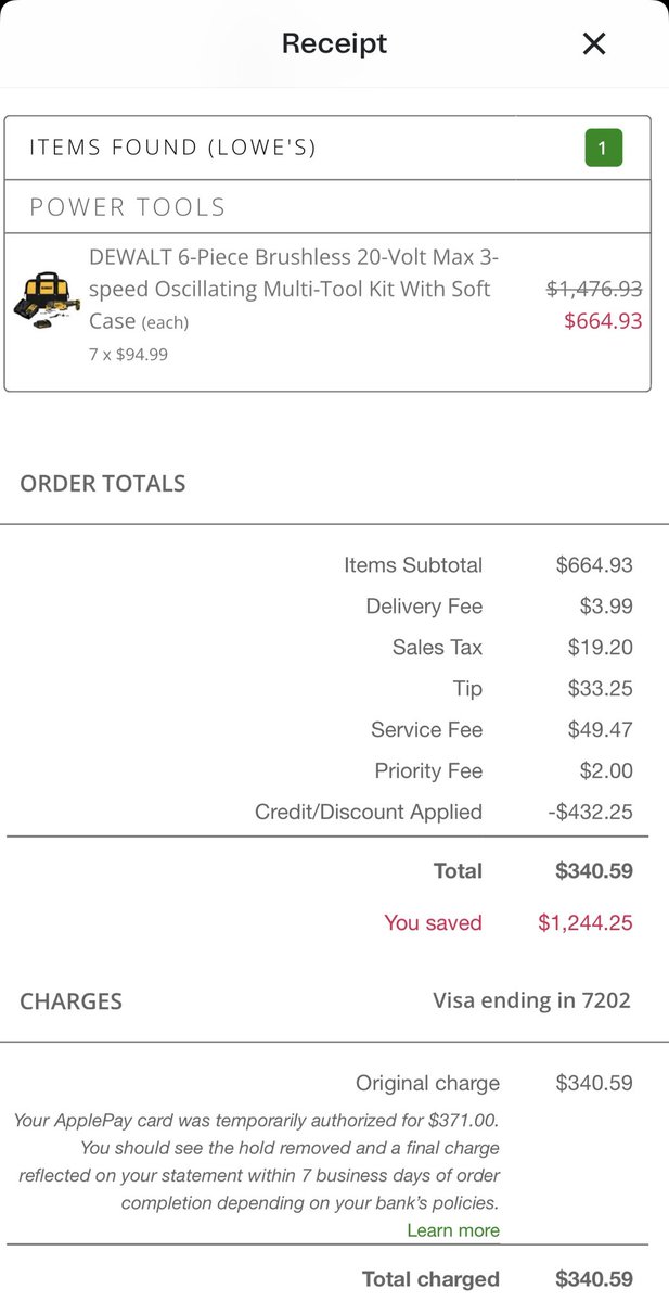 profit_lounge's tweet photo. Lowes MESSED up big time.

Every item on Lowe’s via Instacart was glitching to 60% off at checkout!

Dewalts, Makita, Kobalt and plenty more tools all delivered 🛒

This lasted less than 30 minutes but enough time for all our members to profit https://t.co/Uek16gK9MD