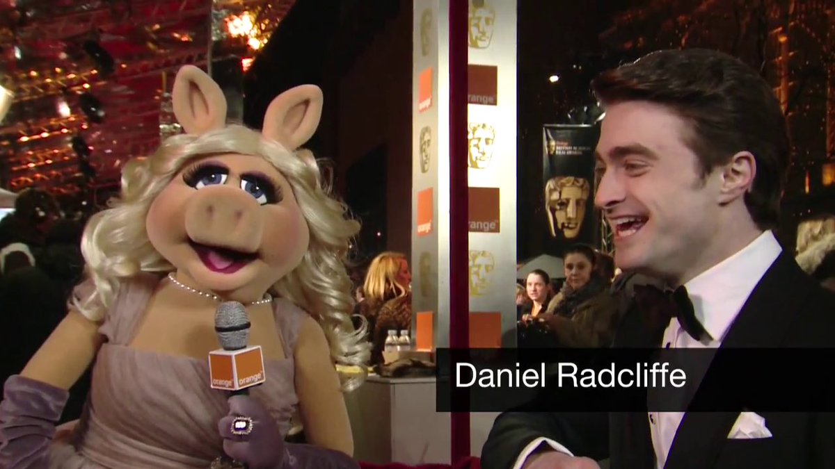 Look how dang gleeful Daniel Radcliffe was to talk to Miss Piggy back in 2012 We need to get him in a Muppet project.