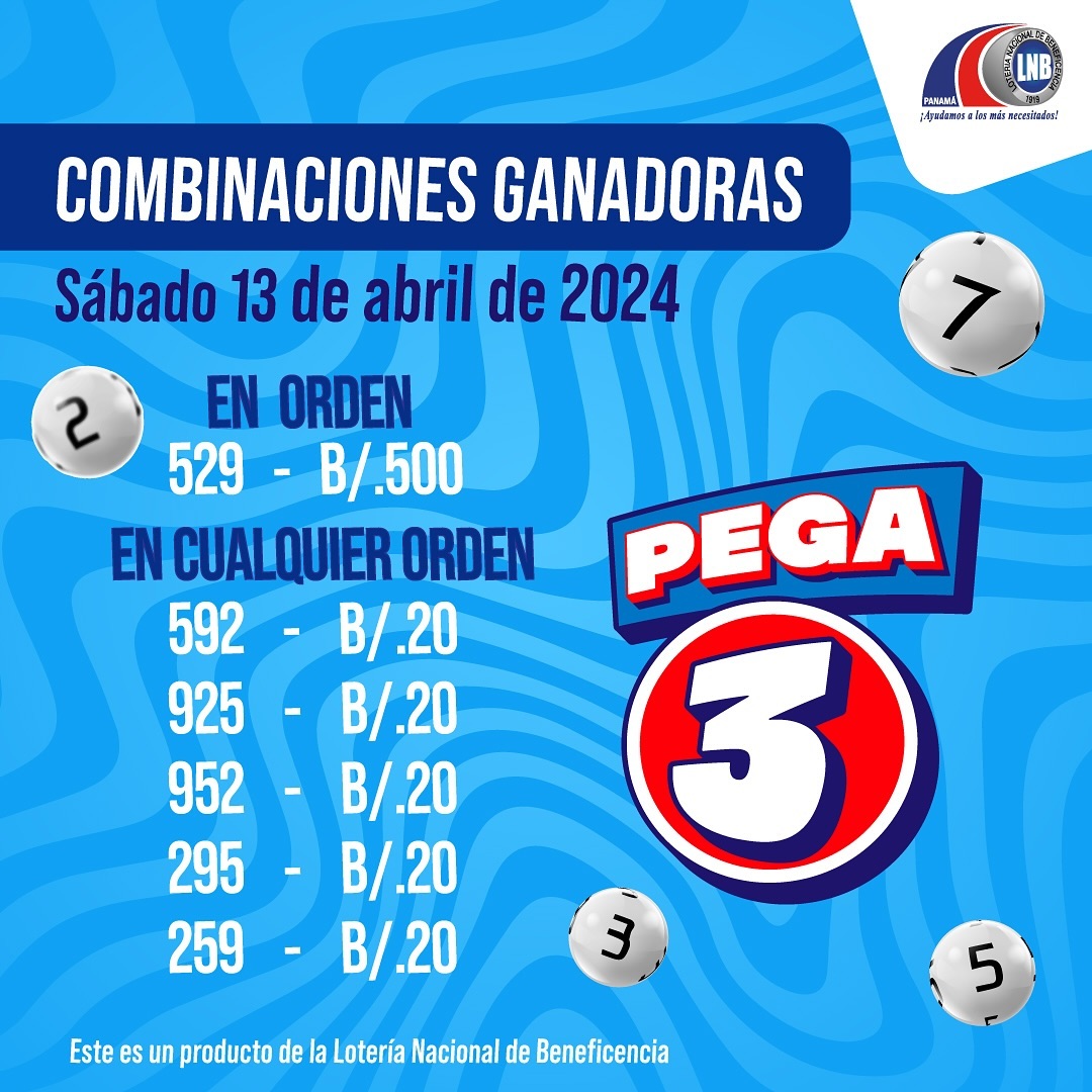 @pega3panama | Resultado oficial del Sorteo Pega3, sábado 13 de abril de 2024. ¡Felicidades a los ganadores! 🎉 #LNBPma @lnbpma