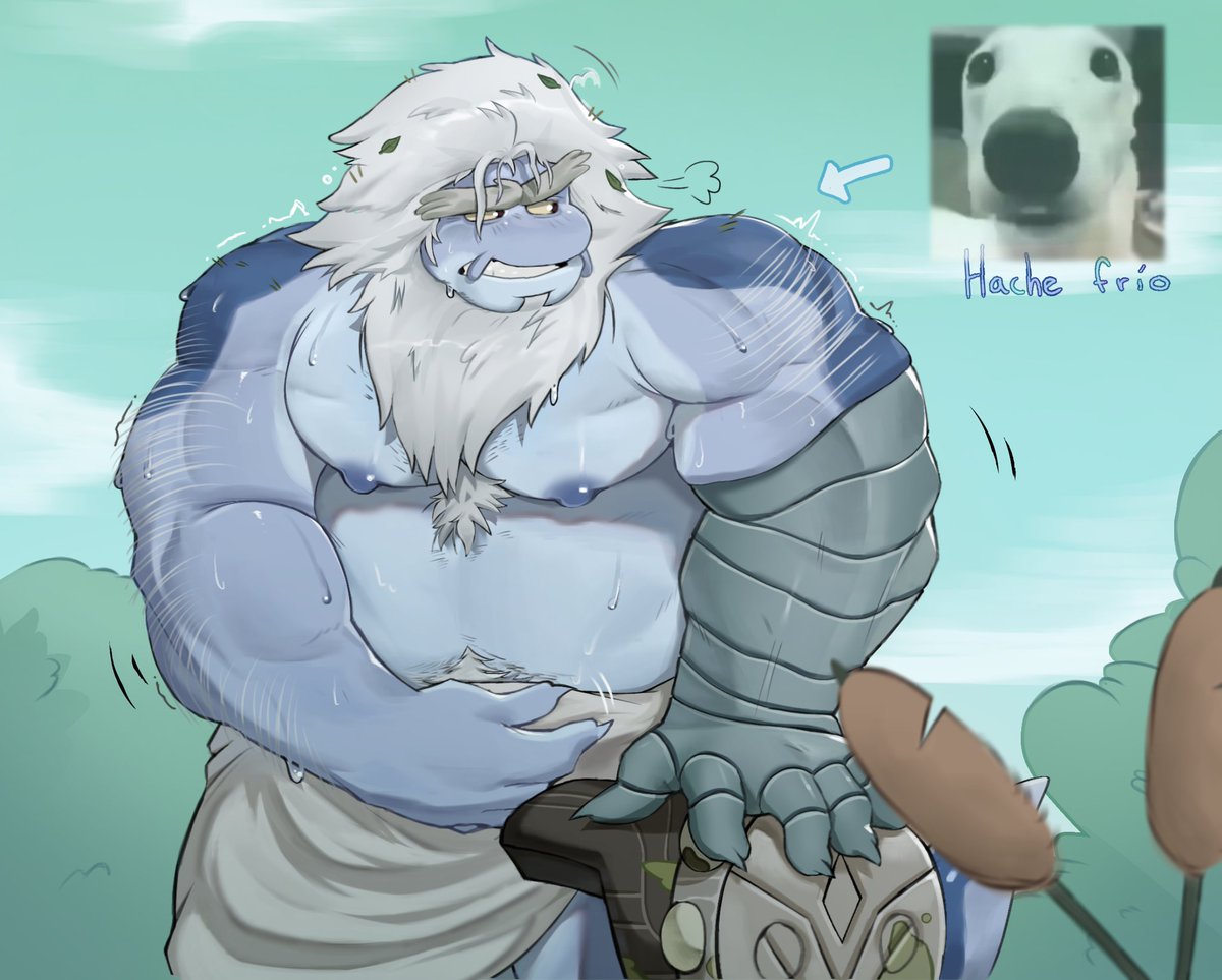 IsisGio's tweet photo. Last drawing of the week, I'm going to prioritize finishing the commissions! 

I think Andrias would cool off in the lakes of Amphibia- I mean, he's so big, it must be hard to ignore an old man cooling off in the middle of a lake xdxd https://t.co/gTL3Z38P6M