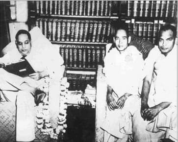 Dr #BabasahebAmbedkar sitting in his library at his residence, 26 Alipore Road, New Delhi. Dr Sadatissa, Buddhist Monk from Sri Lanka came to wish Dr. Ambedkar on his birthday on 14th April 1950. #AmbedkarJayanti #JaiBhim