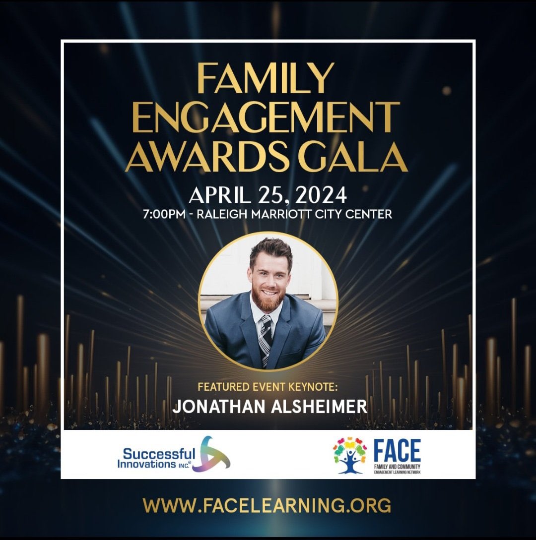 So excited and such an honor to be invited as the keynote speaker for the @Successfulinc Family Engagement Awards Gala in Raleigh North Carolina April 25th 💯🙌🎤📚