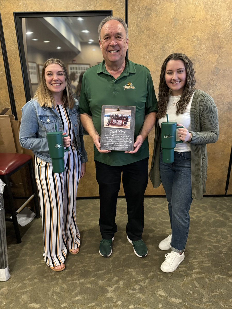 Gathered together one more time to celebrate our growth and success over the 2023-2024 season. Thank you to Alex and Makenzie for your dedication to Wright State bowling. We wish you all the best. 🎓 We can’t wait to come back better than ever! 🎳🐺 #RaiderUp | #RaiderFamily