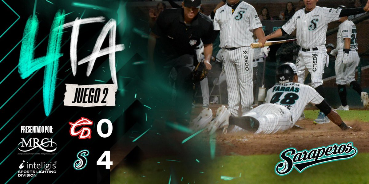 ClubSaraperos's tweet photo. Cuatro completas y ventaja para el Sarape 💪⚾️🔥. 

@FirmaMRCI #Inteligis

 #𝙎𝙖𝙧𝙖𝙥𝙚𝙧𝙤𝙨𝐲𝗡𝗮𝗱𝗮𝗠𝗮́𝘀 https://t.co/syxoQ75KQp