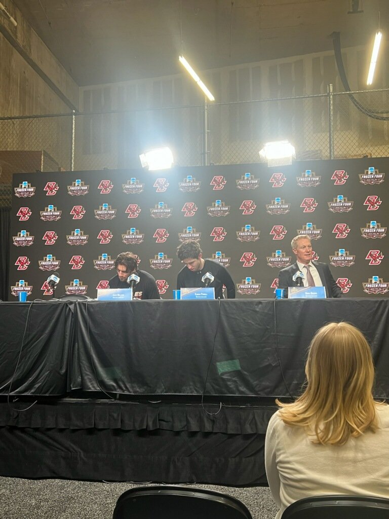 Soaking it in for one last presser.

Be proud of yourselves guys, the journey's never over.

#mfrozenfour #ncaahockey #rolleags