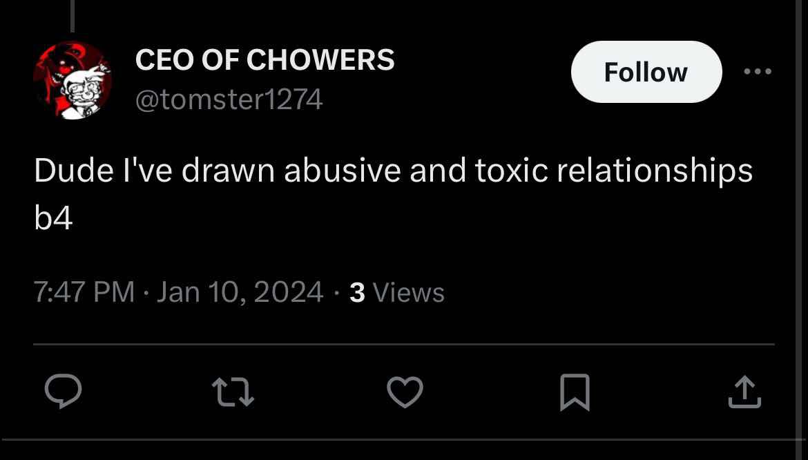 MAGMTCMNSTRSTY's tweet photo. [ Found out from a Mr Virtual x Dictator Mario post because they knew it was an abusive relationship! Also the @ in the bio! :o3 ] https://t.co/2fL8uhWlH4
