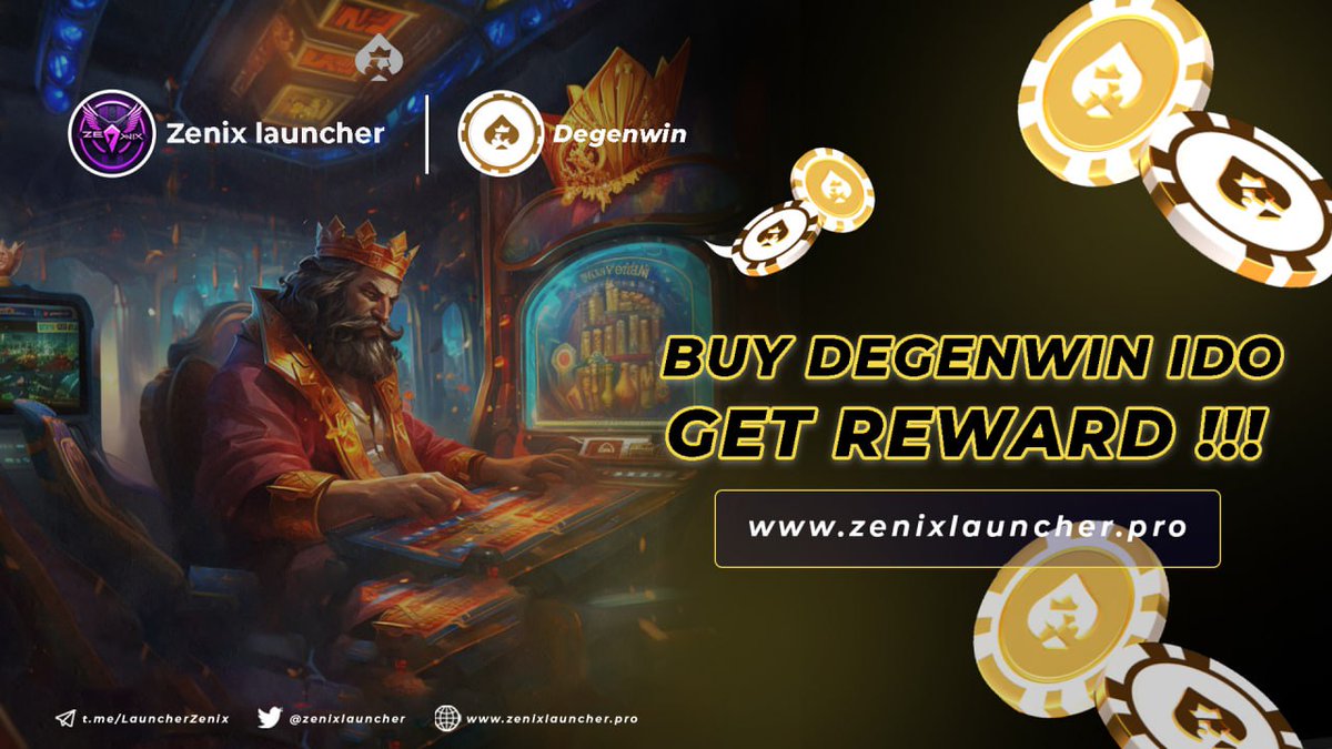 IDO Sale Live Now📣
Zenix Launcher X DegenWin

📆Date:04/12/2024
⏰Time:14:00 UTC
💸Token Distribution:15% at TGE then 1month cliff & 3month linear release
💵TokenPrice:0.00225 USDT=1DGW
🔗 IDO Sale Link: zenixlauncher.pro/pools/Pyye1xL7…

#Zenixlauncher #DegenWin #Bsc #Binance #DGW