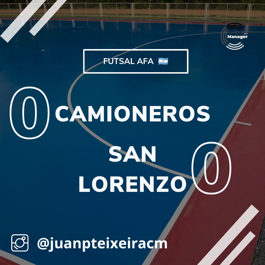 JuanPTeixeiraCM's tweet photo. #FutsalAFA ⚽️🇦🇷 | #Fecha5
@casdcamioneros (4) empató 0-0 con @SanLorenzo (10) que no pudo subirse a la cima del #Futsal.
#futsalargentino #Futsalprofissional #afa #FutsalTV #pinochofutsal #Camioneros #sanlorenzodealmagro #afafutsal #pasionfutsal #adostoquesfutsal https://t.co/71W0k3HE9q