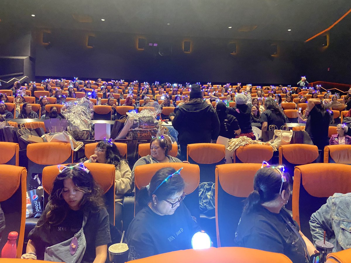 Packed theater of ARMYs all wearing twinkly cat ears!  We are ready Yoongi!