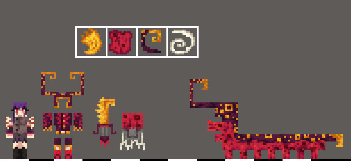 Some concepts for @Endles_Frontier !
a temnoceron and two monsters from a new upcoming class, Chillopterons!

#art #pixelart #monsterhunter