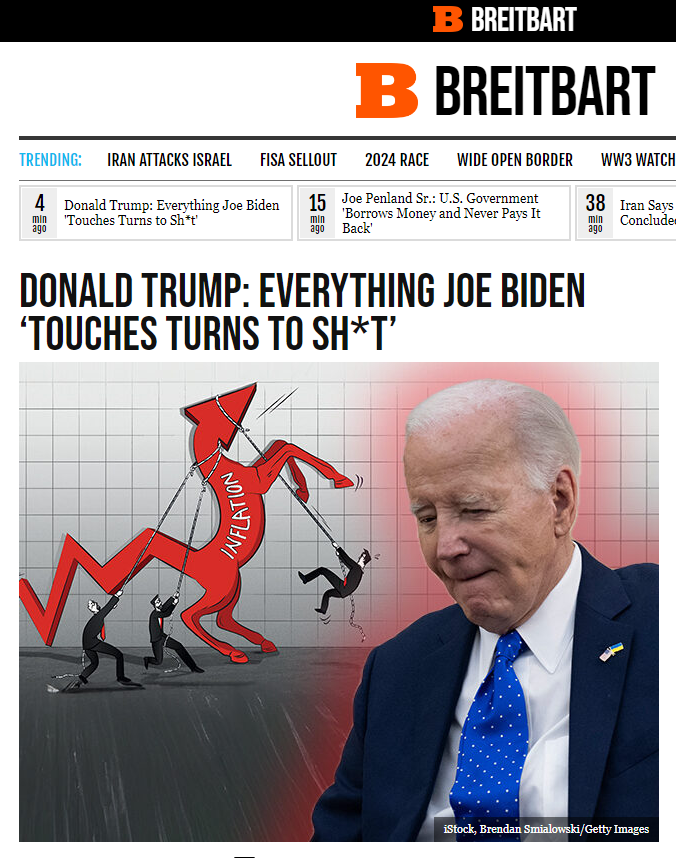 President Trump: “All of America knows that the real blame for this nightmare lies with one person. Crooked Joe Biden.” So much for Joe’s economy call Bidenomics inflation!