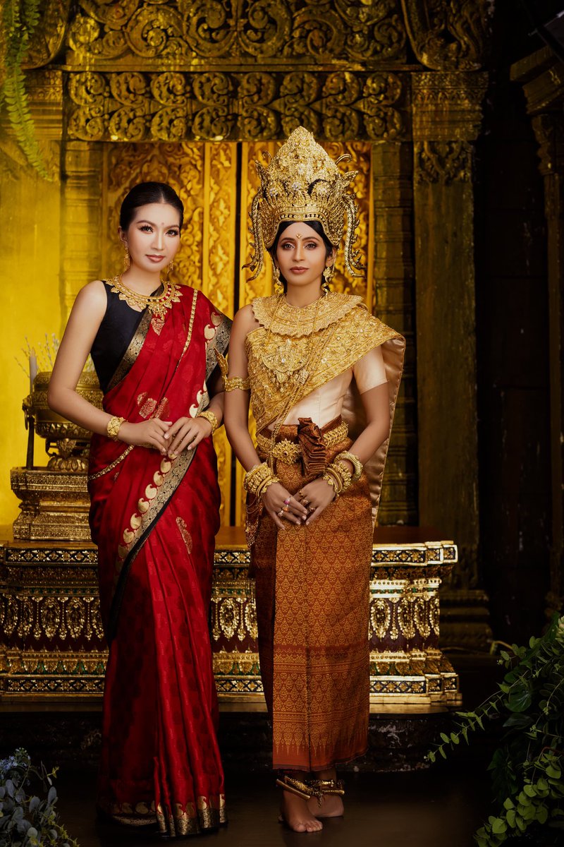 indembcam's tweet photo. Indian Ambassador @devyani_K and Cambodian artist Nov Dana embraced diversity and friendship by dressing up in each other's traditional costumes.
@peacepalace_kh https://t.co/Rg9LLNyq2g