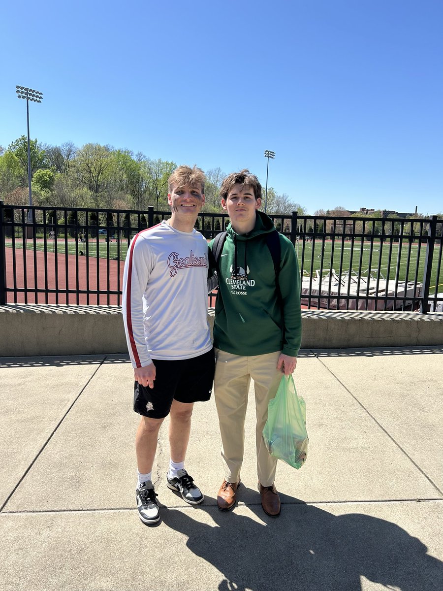 Awesome to have 2023 grads, Jack Bryant and Thomas Chevalier, face off today at the college level!  Chevy registered his first career college goal and Jack got his first career start in the win!