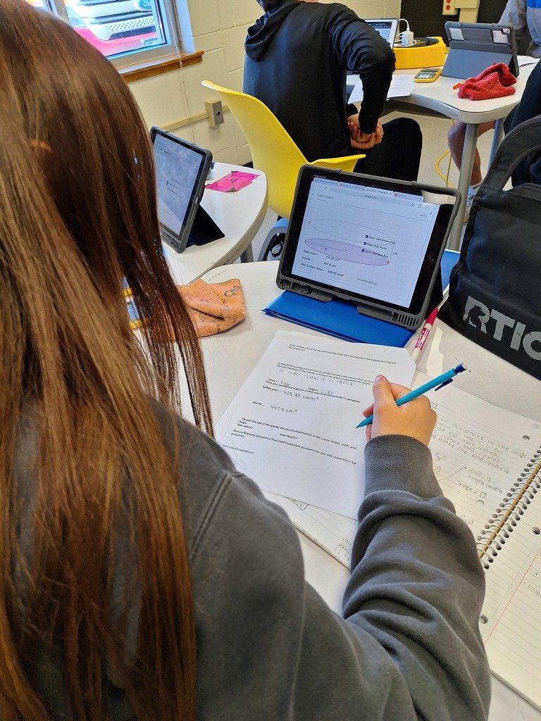 MPHS Geometry is winding up their 3D unit about surface area, volume, density, and surface area to volume ratios. Their final project is to design the 'best container' for a beverage - maximizing volume for the least amount of surface area and still comfortable to hold! #mphawks