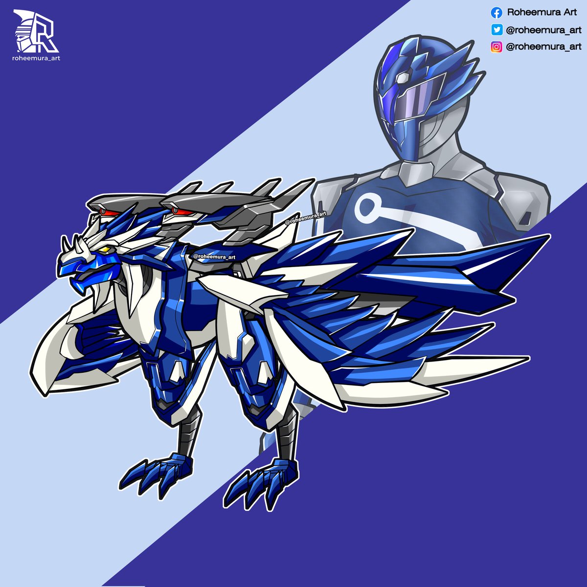 Another commission for @d4ddygaming Blue Raven Zord... This one is a unique zord, i believe it is inspired by the Raven Lord from World of Warcraft (CMIIW)... The owner asked me to design it as a cursorial bird ( it is more of a walking bird than flying)