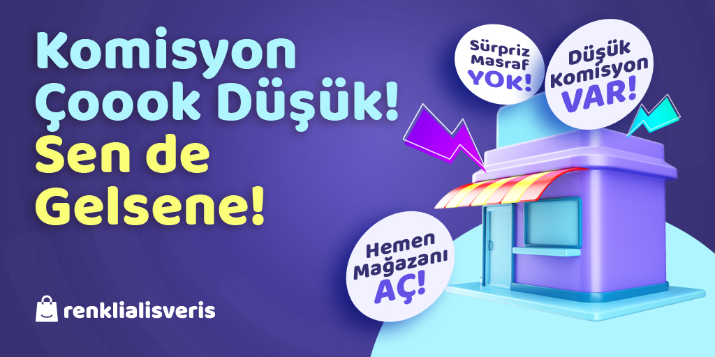 Komisyon Çoook Düşük Sen de Gelsene! Sürpriz Masraf Yok Düşük Komisyon Var Hemen Mağazanı Aç!
 renklialisveris.com/magaza/magaza-… 
#masraf #düşükkomisyon #avantaj #fırsat #nisan #mağaza #kayıt #satış #eticaretsitesi #pazaryeri #açıldık #shopping #komisyon #onlinealışveriş #trend #Bahar