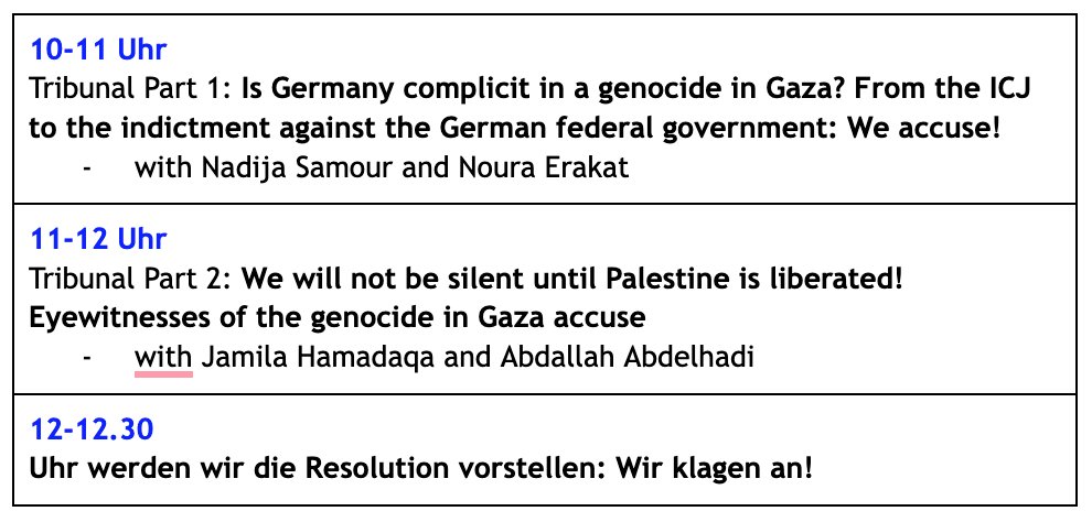 Today from 10 a.m. to 12.30 p.m. there will be a Zoom Livestream of the Palestine Conference Tribunal: #WeAccuseGermany! Live stream link here: twitch.tv/palkongress2