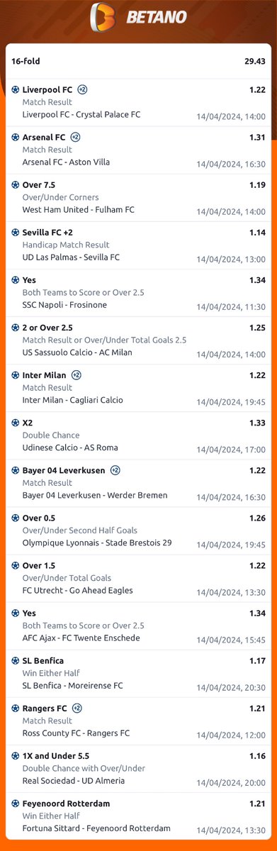 30 odds BETANO 🎯🔞 Register here: bit.ly/4cwiNwo Click this link to load game: betano.ng/mybets/2018937… Booking code: 094Z5Z0X Promo code: KING365 Bet responsibly