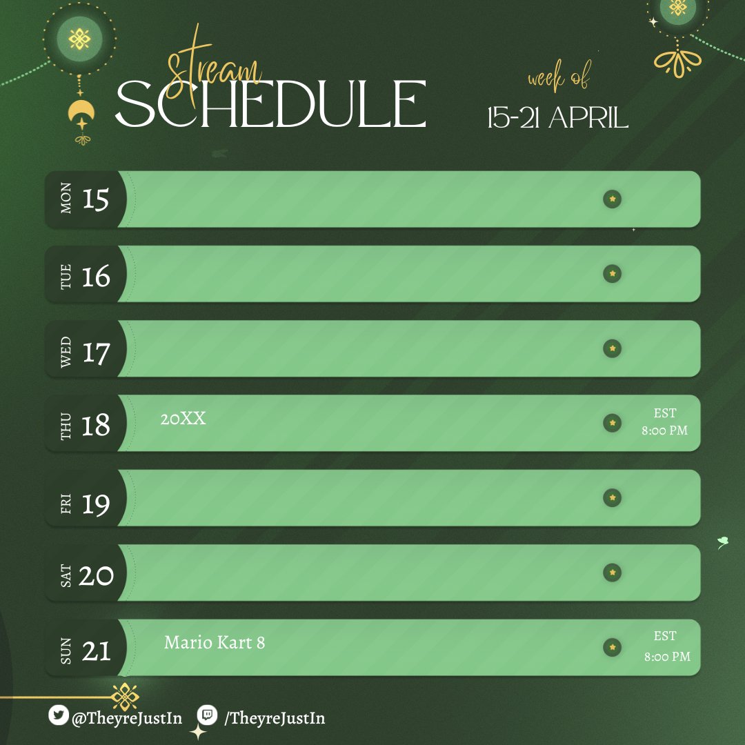 My streaming schedule for the week