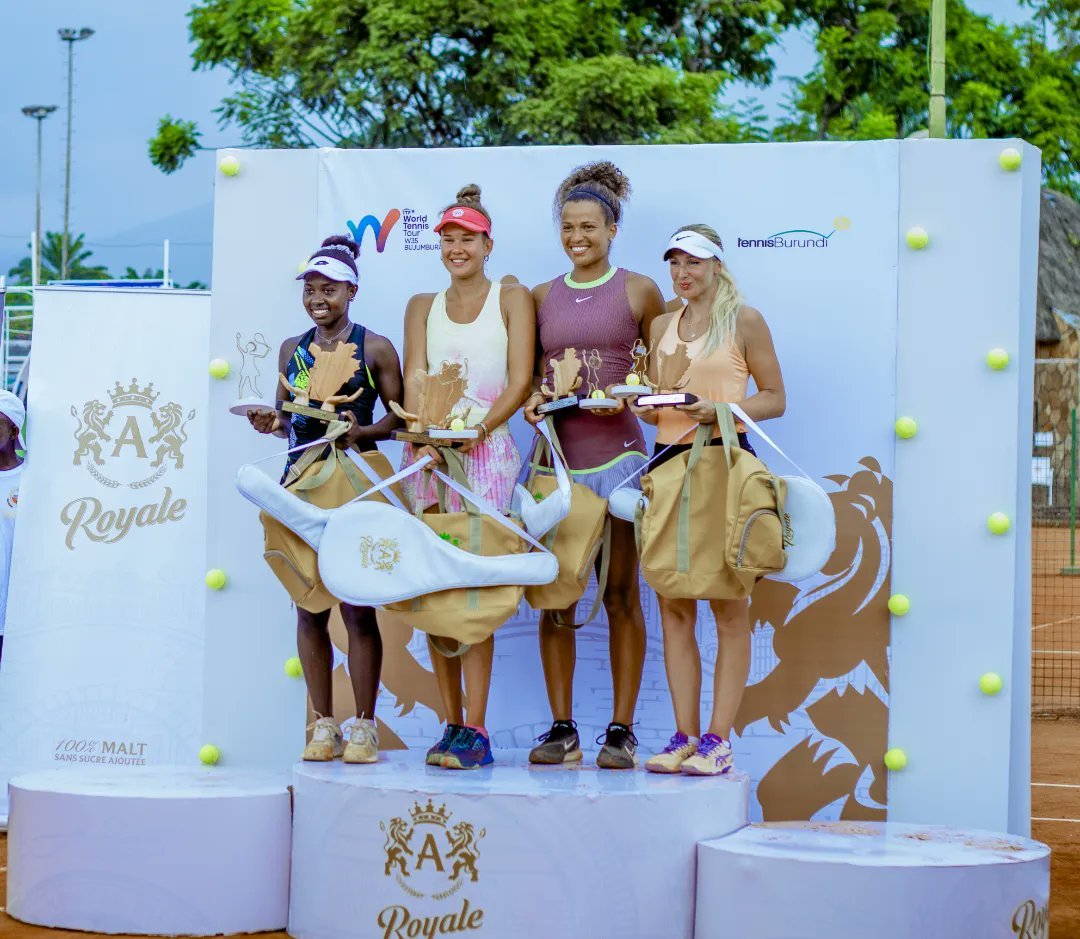 🎾#W35Bujumbura🏆🥇| La #Burundi🇧🇮-aise @sada_nahimana et la Lettonne Kamilla Bartone remportent la finale en double contre Naïma Karamoko de #Suisse🇨🇭 et Diāna Marcinkēviča de #Lettonie🇱🇻 dans la World Tennis Tour 2024 qui se joue à #Bujumbura.  

🔚Le tournoi qui se joue sur