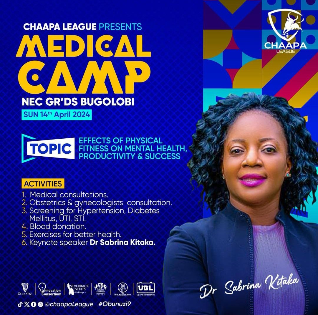 brendah_ape's tweet photo. Medical Camp happening now at NEC grounds Bugolobi. Health is Wealth.  @ChaapaLeague together with @RUGABOFC1 bagabudde.📌
 #timetoserve #Obunuzi #Cityzens https://t.co/DfwNmJ57D6