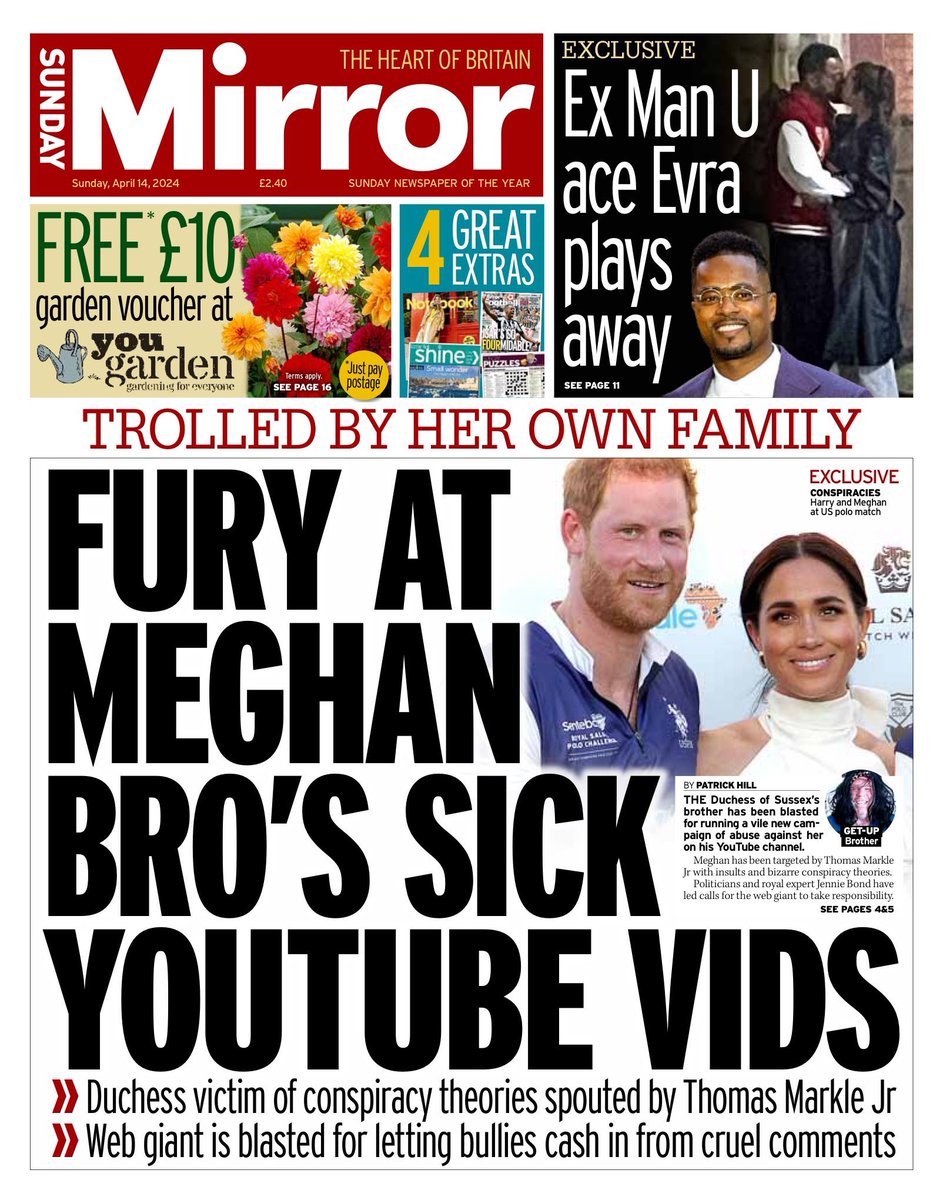 The toxic British media have made this look like they are doing a story about the trolling of Meghan Markle, but let’s be honest we all know the scumbags are doing this front page story to try draw more attention to his sick videos. Further more why don’t the British media