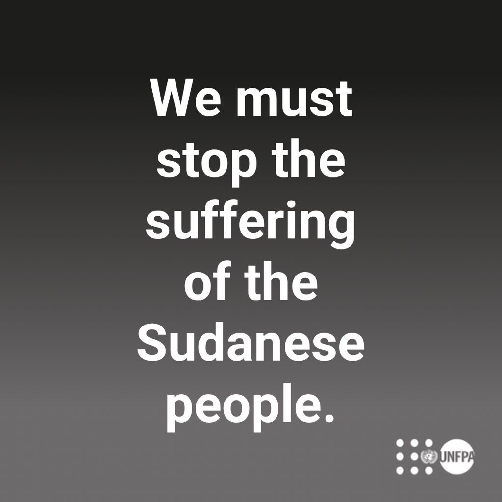 UNFPA's tweet photo. 🚨 Women and girls in #Sudan have endured too much.

What they need more than anything is peace.

See the full statement by Dr. Natalia Kanem, Executive Director @UNFPA—the @UN sexual and reproductive health agency: https://t.co/3deixuoL9W

#KeepEyesOnSudan https://t.co/hDZcWiUcc9