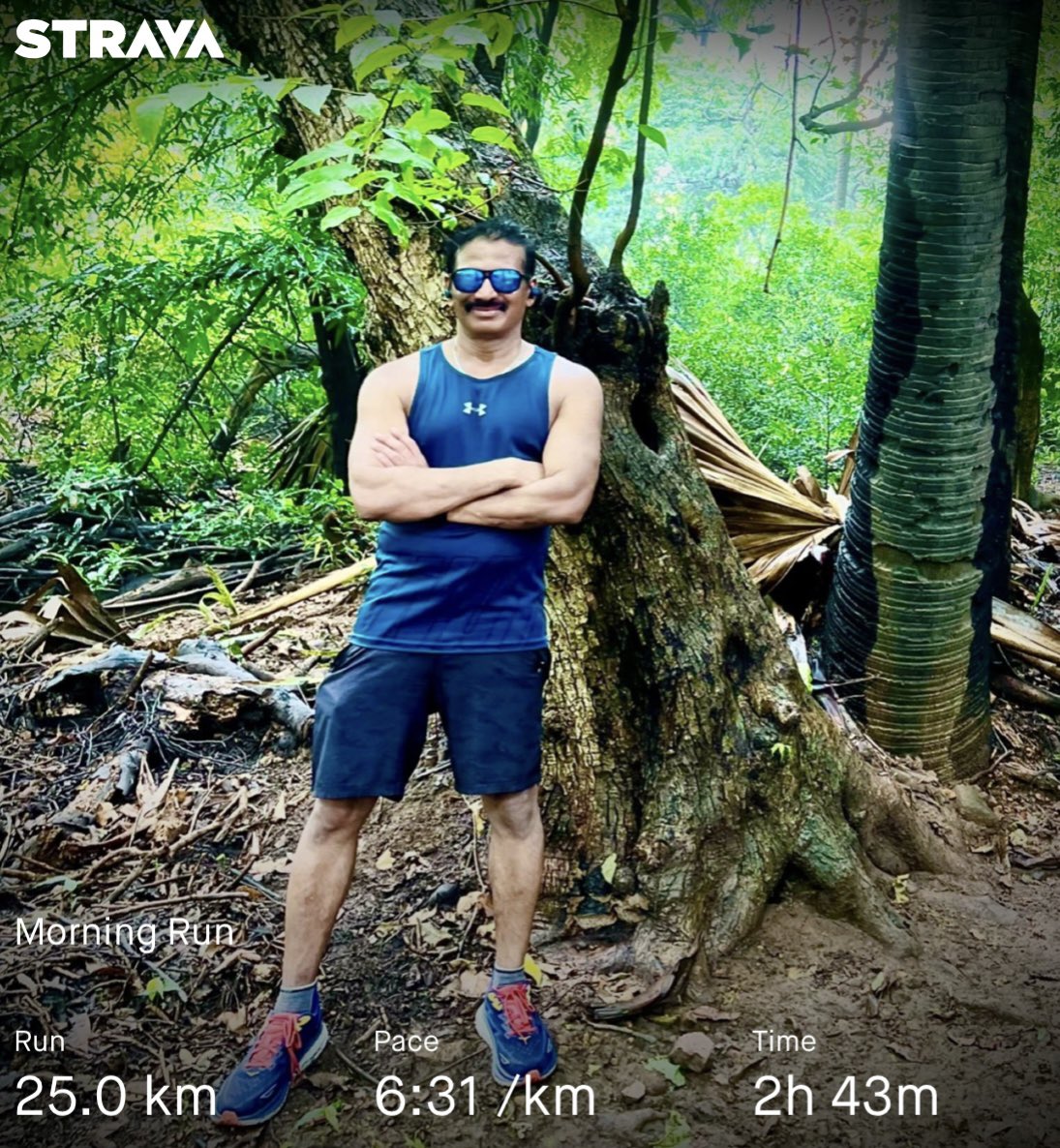 Hot and humid, but not as brutal as last week! Grateful to IIT Madras for the cool breeze under the tall trees ... the perfect fuel for a 25 km journey. Today short on sleep, but long on determination! #PowerOfRunning #MindOverMatter #run #Running #Runner #halfmarathon.