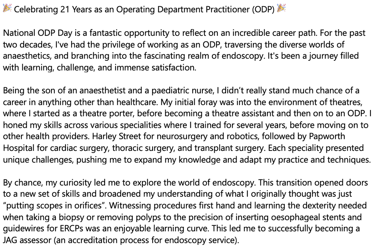 fugelsangjarvis's tweet photo. 🎉 Celebrating 21 Years as an Operating Department Practitioner (ODP) 🎉

#ODP #OperatingDepartmentPractitioner #ODPDay #Healthcare #Theatres #Endoscopy #NationalODPDay #ProudToBeAnODP #ODPDay2024 #ODPHiddenNoLonger #CollegeODP https://t.co/kKfHP2lZJF