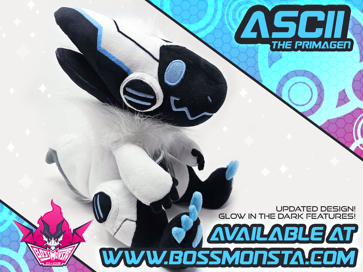 💙ASCII V2 PLUSH IS NOW HERE! 💙 Improved design with glow in the dark embroidery!! Check it out at @BossMonstaLV !! 💫𝘓𝘐𝘕𝘒 𝘐𝘕 𝘙𝘌𝘗𝘓𝘠💫