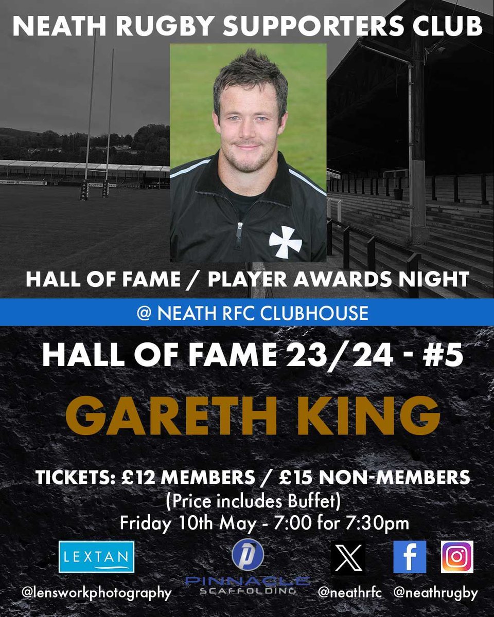 neathrfc's tweet photo. 🚨 NRSC HALL OF FAME / NRFC AWARDS EVENING 2023-24 🚨
📆 10.05.24 (Friday)
⏰ 7.00 for 7.30pm start.
📌 Neath RFC Clubhouse
This year’s fifth Inductee is GARETH KING
Read full article on the website:
🔗 https://t.co/5yVEMdR1BE
#WelshAllBlacks #NeathRFC #NeathSupporters https://t.co/7lH0MyQH6W