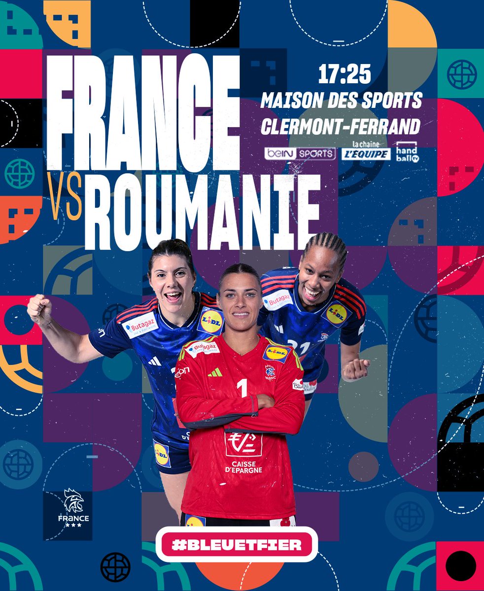 JOUR DE MATCH ! 🇫🇷⚡🇷🇴 🤾‍♀️ #FRAROU | Amical International ⏰ 17h25 🏟️ Maison des Sports de Clermont-Ferrand 📺 @beinsports_fr | @lachainelequipe | HandballTV 📱 #BleuetFier