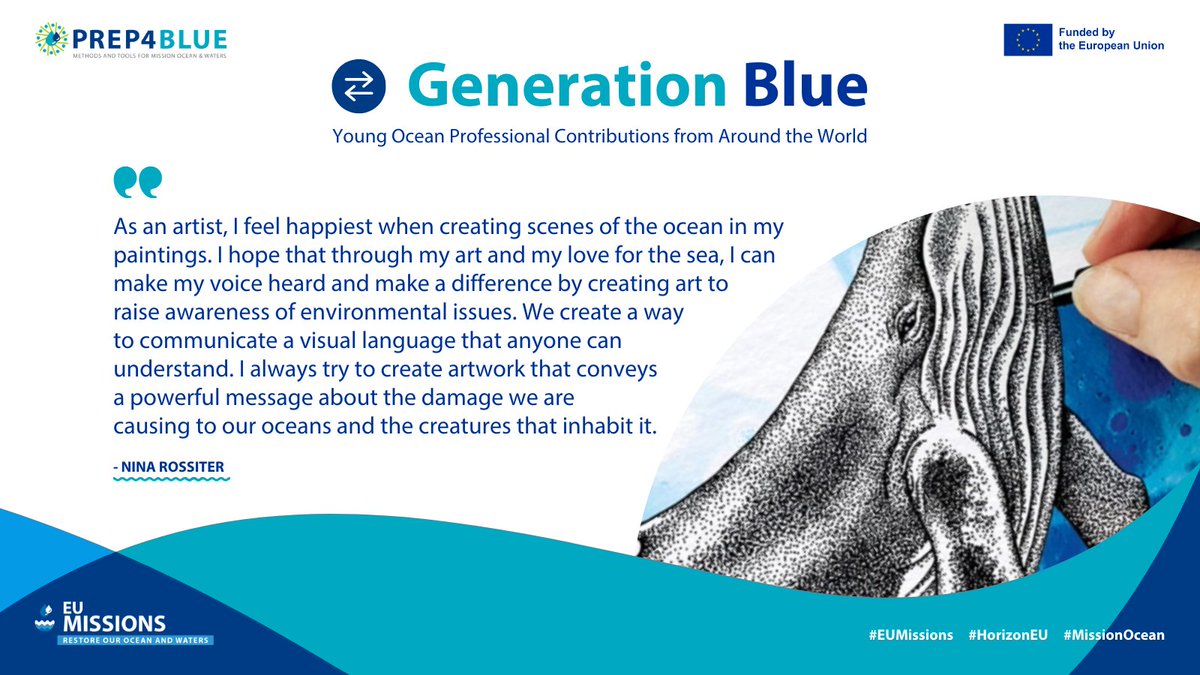 Captivated by the beauty of the sea, @JaninaRossiter transforms her love into art🎨🌊 Through her paintings, she paints a vivid picture of environmental conservation, urging us all to protect our precious marine life. 🐠💙 #EUMissions #HorizonEU #MissionOcean #GenerationBlue