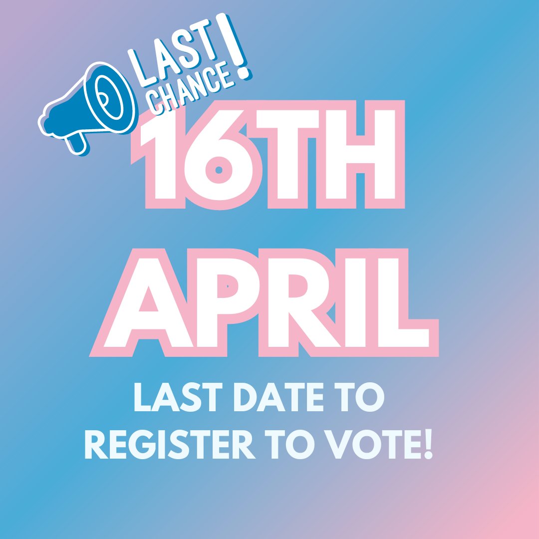 To vote in the Local, Police and Crime Commissioner and Combined Authority Mayoral Elections taking place on 2nd May 2024 the last day to register is Tuesday 16 April 2024!🚨

Register now - sefton.gov.uk/elections

#MySefton