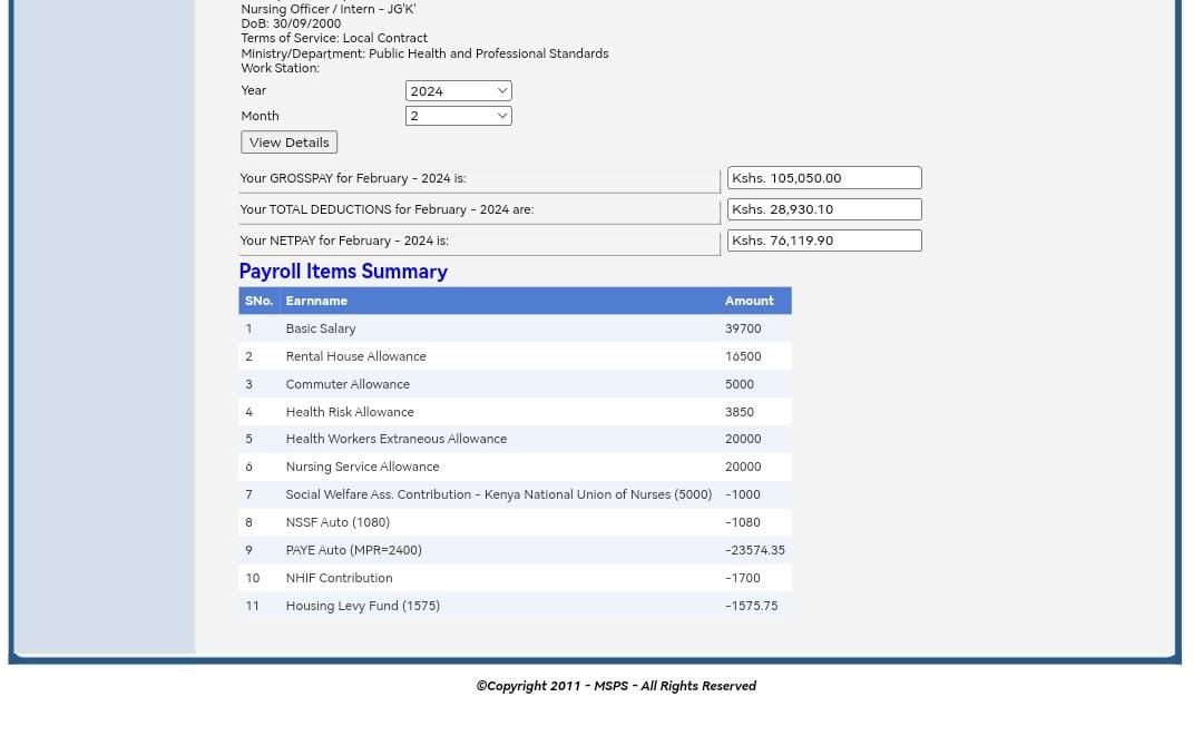 _KelvinOndari's tweet photo. Yes, it's true. What the Medical Interns are asking for isn't new. We're protesting because our salary has been cut by over 70%. Here's the payslip of a Nurse Officer Intern ππ. Their plan is to give us 35k then after tax ubaki 20 sausands. π
#GoKonStrike
#NursesMarchKE https://t.co/PQ4eYixqQL