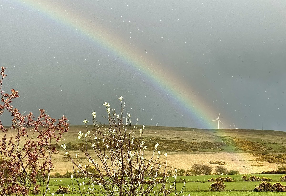 Sunshine and showers seem to be the main weather theme lately ☔️🌦️🌈 Love the way the sun highlights the rain droplets against the dark sky in this photo, overlooking Rigged Hill 😊 @bbcniweather @UTVNews @angie_weather @barrabest @WeatherCee @Louise_utv @geoff_maskell