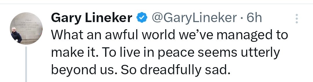 This has been true since 1945. What this post does is centre the person who thinks peace is the position because he doesn’t know about the war. The real sadness, in other words, is that his peace of mind is disturbed. And he knows who to blame for that. Just another pub bore.