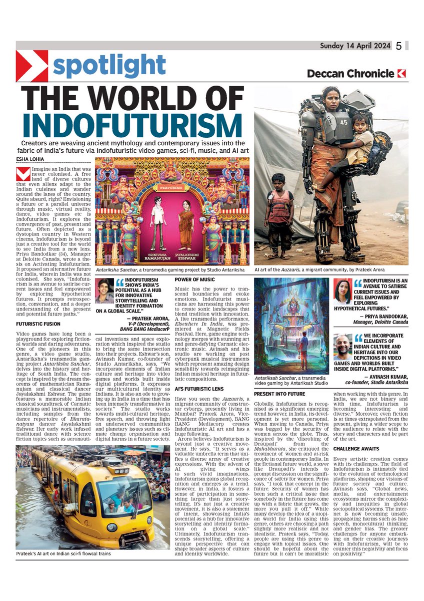 Spoke to Deccan Chronicle about Indofuturism ✌🏾👽🇮🇳