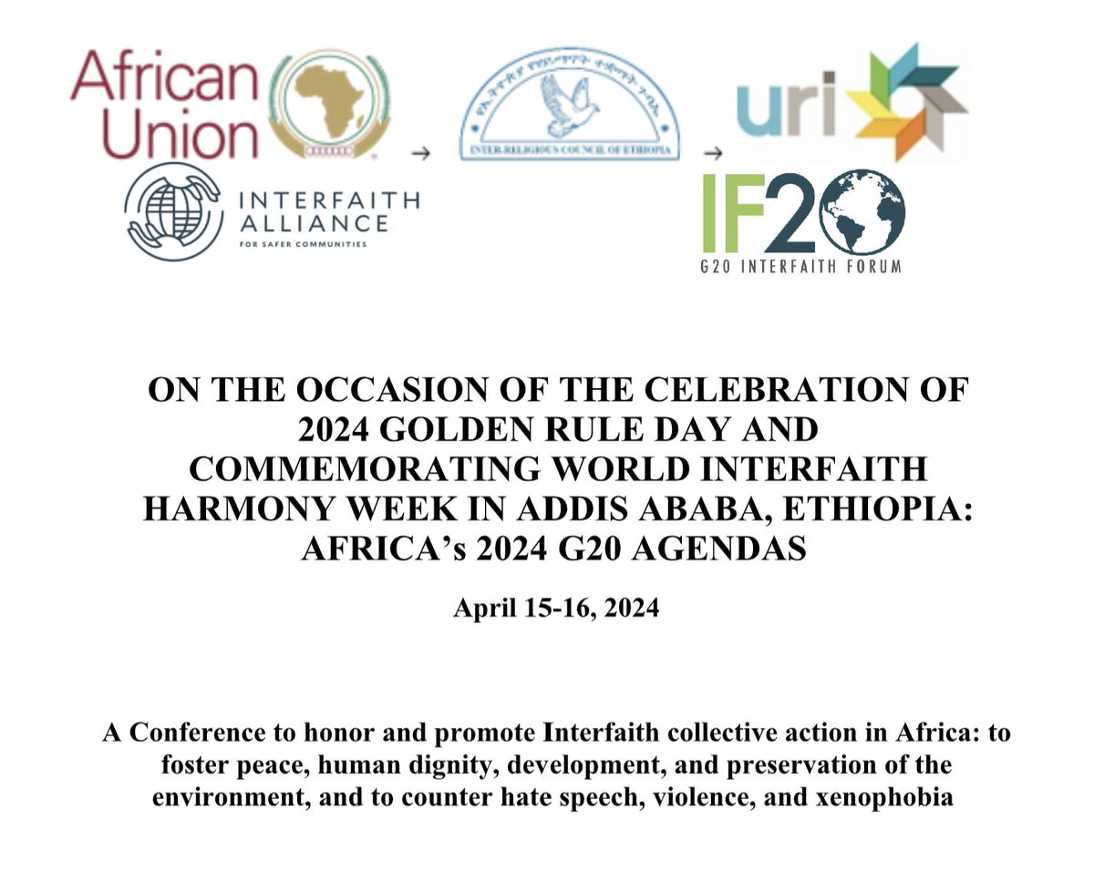 Hundreds of prominent religious leaders, scholars, academics and representatives of NGO’s from Africa, Asia and Latin America are expected to attend a 2-day conference in Addis Ababa to discuss a wide range of subjects under the “Golden Rule” theme. The “Golden Rule” is a moral