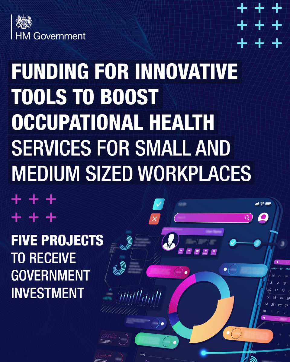 👩‍💻👨‍🏫Occupational health services play a key role in supporting a healthy workforce and helping people stay in work. That's why along with @DWPgovuk we’re providing £1.5 million for five organisations to develop innovative occupational health tools. More: gov.uk/government/new…
