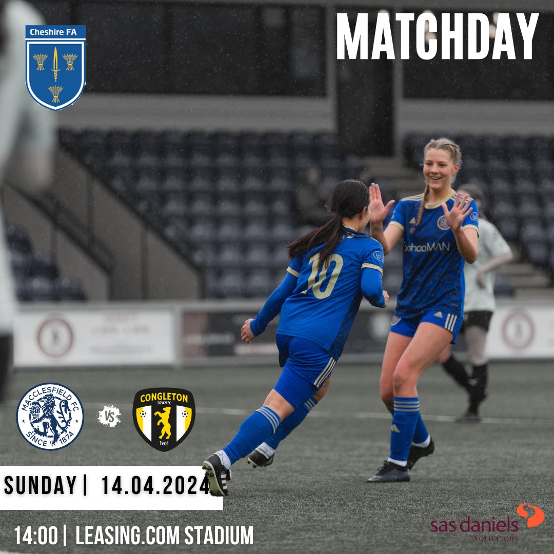 MATCHDAY!! 𝐓𝐡𝐞 𝐂𝐡𝐚𝐦𝐩𝐢𝐨𝐧𝐬 𝐚𝐫𝐞 𝐛𝐚𝐜𝐤 𝐢𝐧 𝐚𝐜𝐭𝐢𝐨𝐧! 🏆 Challenge Cup Semi-Final 🆚 Congleton Ladies 🏟️ The Leasing.com Stadium ⏱️ 14:00 KO 🎟️ Pay on the gate £2 Adults 13+ £1 Concession & Under 12