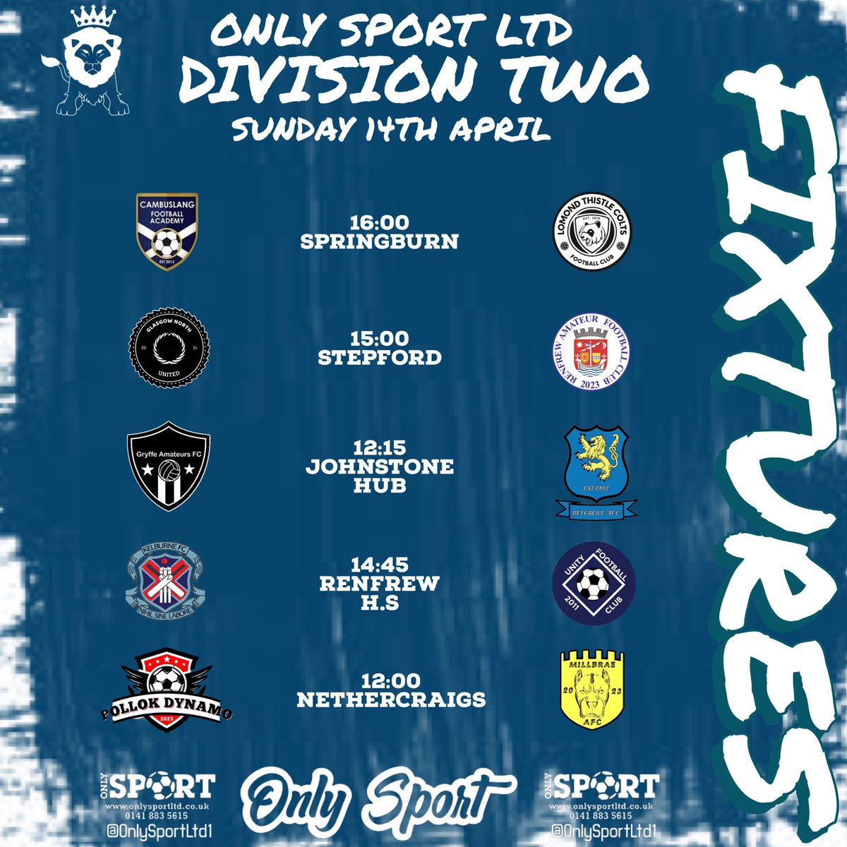 Today’s fixtures in each of our @OnlySportLTD1 divisions… @ScotAmFA @scottish_aff @refsix @ftsc0res @SnJsFootyFocus