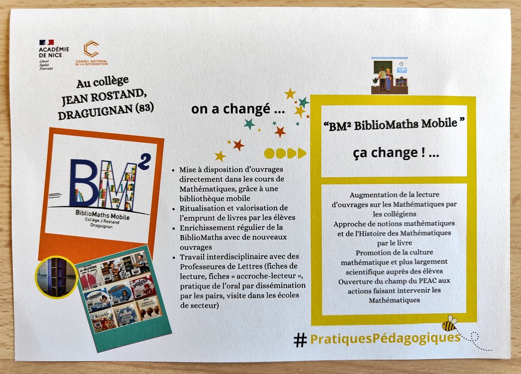 #JAPI2024
Merci à l'équipe de la <a href="/CardieNice/">CardieNice</a> pour l'organisation de cette belle journée de partages pédagogiques 🙏🏻.
Un grand merci aussi pour la préparation de documents de diffusion des projets présentés, disponibles à chaque stand pour les visiteurs 😍
#maths #innovation