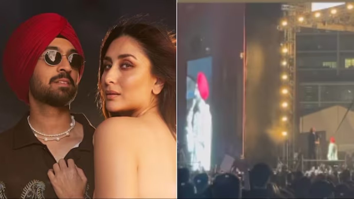 Diljit Dosanjh, in a fiery Mumbai concert, playfully crowned Kareena Kapoor Khan as the Beyonce and Rihanna of Bollywood! Kareena, thrilled, dubbed herself Diljit's 'fan girl forever' on Instagram. #DiljitDosanjh #KareenaKapoor #Crew msft.it/6016cCLZk