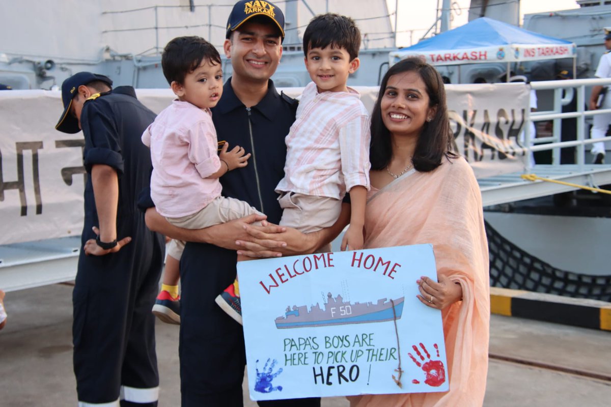 'The unwavering support of our families is what makes us endure challenges in the vast expanse of the sea' The *Vanguard of Victory* reunites with their loved ones. @IN_WNC @indiannavy