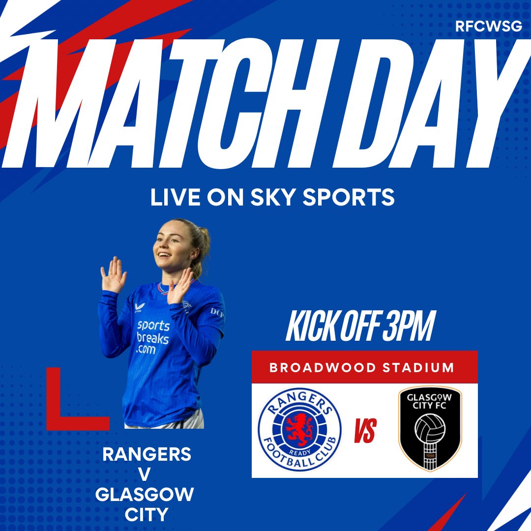 Match day 🔴⚪️🔵

🆚 Glasgow City
📍 Broadwood Stadium 
🕒 3PM
🏆 SWPL 
🎟️ t.ly/FQOne
📺 Sky Sports