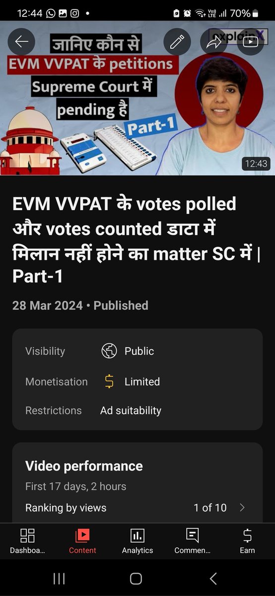 poonamjourno's tweet photo. @YouTube has curbed monetisation on #EVM_VVPAT
to discourage content creators. 

It has curbed monetisation on 2 of my EVM videos as well. I am an independent journalist but the platform is not independent. Why & who is putting pressure on YT to do so? What are they trying to hide from public? Definitely someone doesn't want truth on EVM to come in public domain.

I will continue putting out EVM videos, nothing can stop me. I have my followers support and that's enough for me.
@ExplainXinfo
https://t.co/LaP1VwfNPq