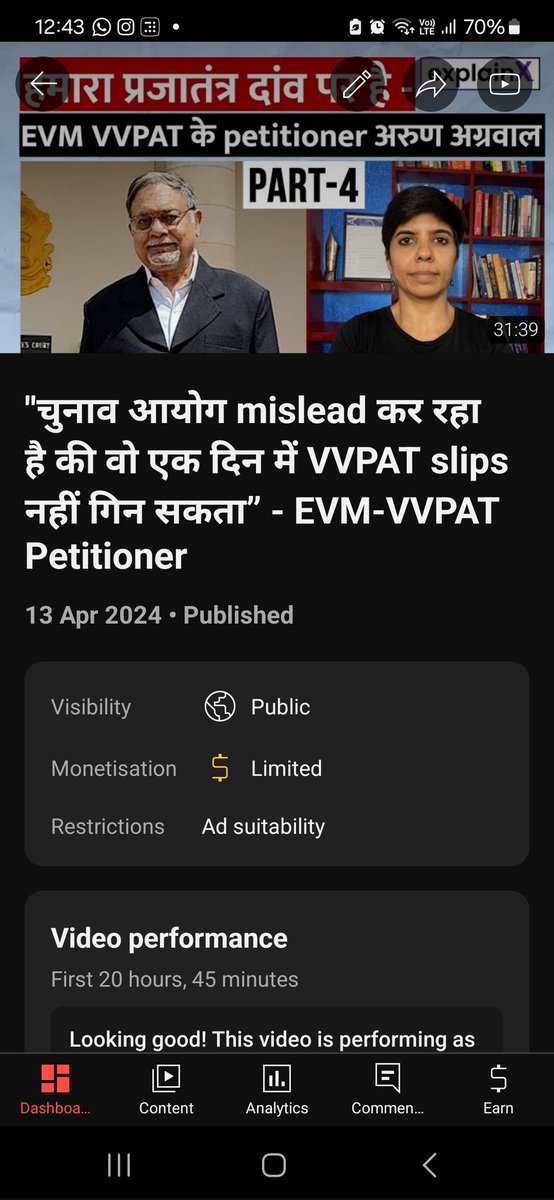 @YouTube has curbed monetisation on #EVM_VVPAT to discourage content creators. It has curbed monetisation on 2 of my EVM videos as well. I am an independent journalist but the platform is not independent. Why & who is putting pressure on YT to do so? What are they trying to…